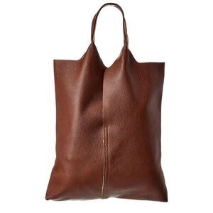 Italian Leather North/South Tote, Brown